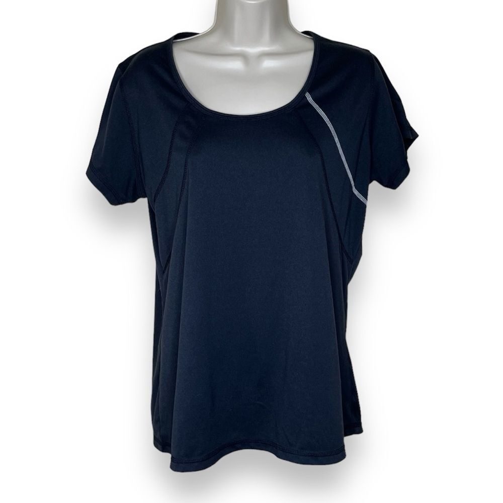 Bolle Scoop Neck Short Sleeve Black Contrast Stitch Workout Top Women Size XL